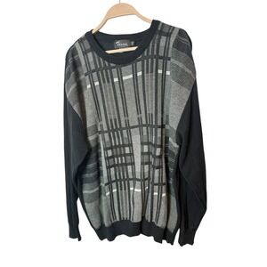 Tosani Geometric Sweater Men's XL Made in Canada Crewneck Black/gray